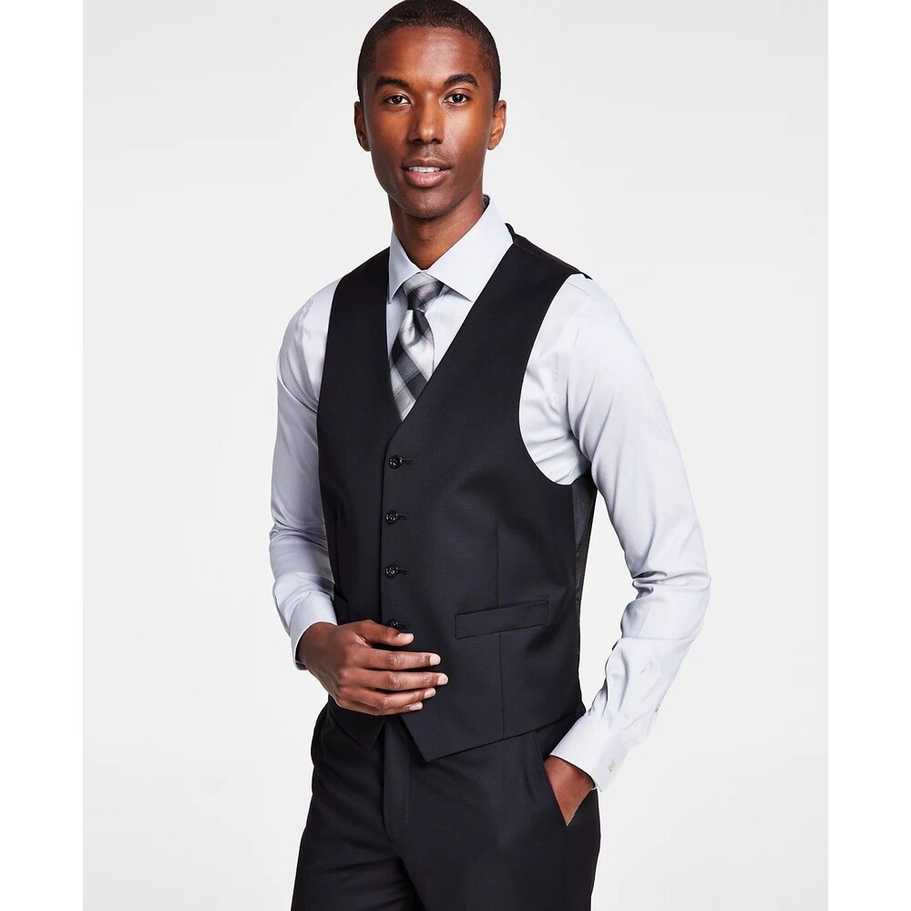 $125 NEW MICHAEL KORS MENS MEDIUM SOLID BLACK SOFT WOOL CANADA SUIT JACKET VEST